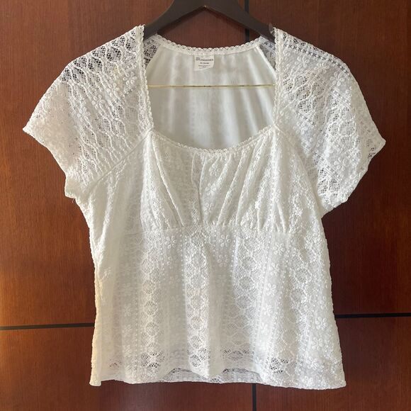 No Boundaries Tops - No Boundaries Women’s White Lace Square Neck Top Size XL(16-18)